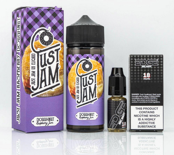 Рідина Just Jam Organic Doughnut Raspberry Jam 100ml 0mg без нікотину зі смаком пончика з малиновим джемом Рідина Just Jam Organic Doughnut Raspberry Jam 100ml 0mg без нікотину зі смаком пончика з малиновим джемом