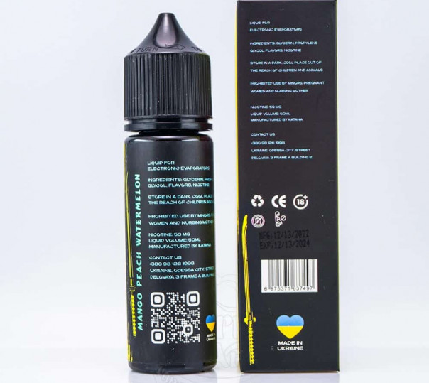 Жидкость eight by Katana Salt Mango Peach Watermelon 50ml 50mg на солевом никотине со вкусом манго, персика и арбуза Жидкость eight by Katana Salt Mango Peach Watermelon 50ml 50mg на солевом никотине со вкусом манго, персика и арбуза