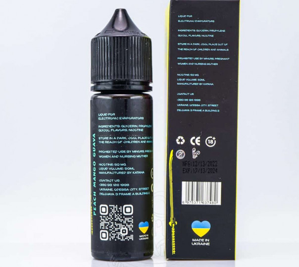 Рідина eight by Katana Salt Peach Mango Guava 50ml 50mg на сольовому нікотині зі смаком персика, манго та гуави Рідина eight by Katana Salt Peach Mango Guava 50ml 50mg на сольовому нікотині зі смаком персика, манго та гуави