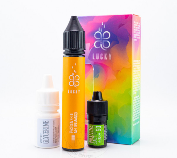 Рідина Lucky Salt Passion Fruit Melon Mango 30ml 65mg зі смаком маракуї та дині з манго з холодком (набір компонентів) Рідина Lucky Salt Passion Fruit Melon Mango 30ml 65mg зі смаком маракуї та дині з манго з холодком (набір компонентів)