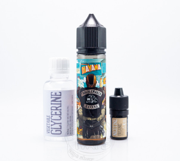 Рідина Troublemaker Organic Havana 60ml 3mg зі смаком кубинської сигари (набір компонентів)