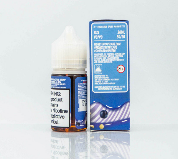 Жидкость Custard Monster Salt Blueberry 30ml 48mg на солевом никотине со вкусом черничного крема Жидкость Custard Monster Salt Blueberry 30ml 48mg на солевом никотине со вкусом черничного крема