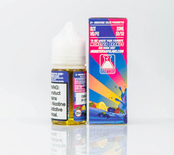 Рідина Fruit Monster Salt Blueberry Raspberry Lemon 30ml 48mg на сольовому нікотині зі смаком чорниці та малини з лимоном Рідина Fruit Monster Salt Blueberry Raspberry Lemon 30ml 48mg на сольовому нікотині зі смаком чорниці та малини з лимоном