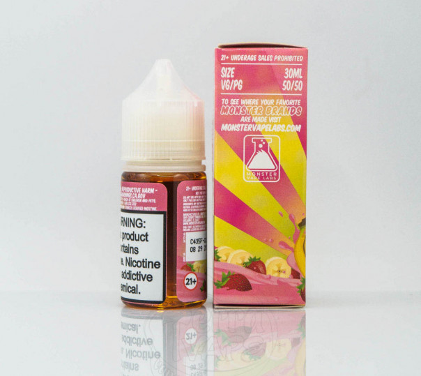 Рідина Fruit Monster Salt Strawberry Banana 30ml 48mg на сольовому нікотині зі смаком банана та полуниці Рідина Fruit Monster Salt Strawberry Banana 30ml 48mg на сольовому нікотині зі смаком банана та полуниці