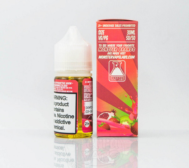 Рідина Fruit Monster Salt Strawberry Kiwi Pomegranate 30ml 24mg на сольовому нікотині зі смаком ківі, полуниці та граната Рідина Fruit Monster Salt Strawberry Kiwi Pomegranate 30ml 24mg на сольовому нікотині зі смаком ківі, полуниці та граната