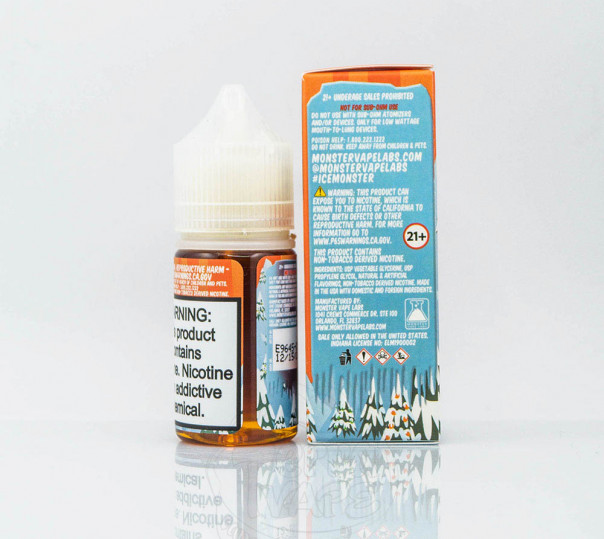 Рідина Ice Monster Salt Mangerine Guava 30ml 48mg на сольовому нікотині зі смаком мандарина і гуави з холодком Рідина Ice Monster Salt Mangerine Guava 30ml 48mg на сольовому нікотині зі смаком мандарина і гуави з холодком
