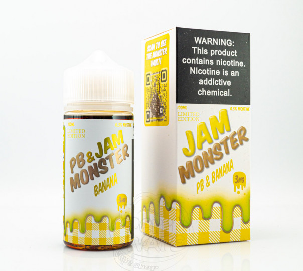 Рідина Jam Monster Organic PB&Jam Banana 100ml 3mg зі смаком бананового джему
