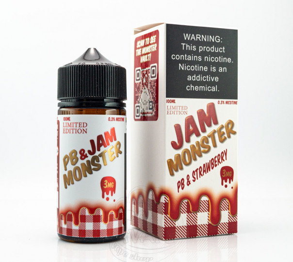 Рідина Jam Monster Organic PB&Jam Strawberry 100ml 3mg зі смаком полуничного джему