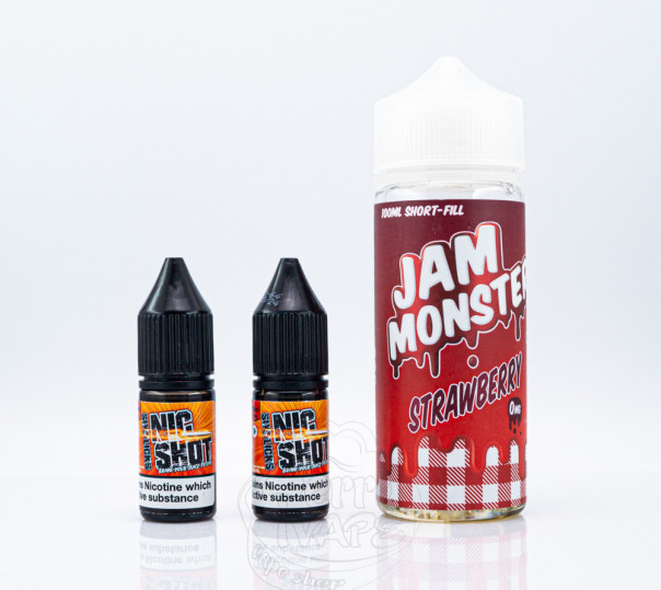 Жидкость Jam Monster Organic Shortfill Strawberry 120ml 3mg со вкусом клубничного джема