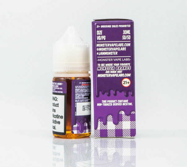 Жидкость Jam Monster Salt Grape 30ml 48mg на солевом никотине со вкусом виноградного джема Жидкость Jam Monster Salt Grape 30ml 48mg на солевом никотине со вкусом виноградного джема