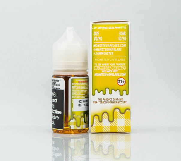 Рідина PB&Jam Monster Salt PB&Banana 30ml 24mg на сольовому нікотині зі смаком бананового джему з арахісовим маслом Рідина PB&Jam Monster Salt PB&Banana 30ml 24mg на сольовому нікотині зі смаком бананового джему з арахісовим маслом
