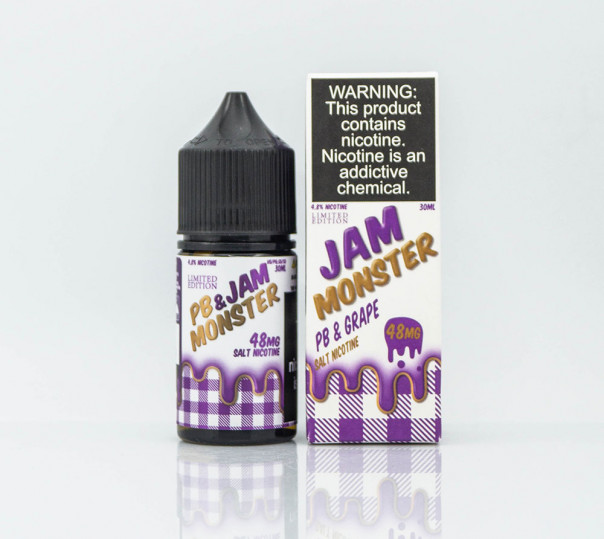 Рідина PB&Jam Monster Salt PB&Grape 30ml 24mg на сольовому нікотині зі смаком виноградного джему з арахісовим маслом