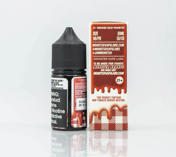 Рідина PB&Jam Monster Salt PB&Strawberry 30ml 24mg на сольовому нікотині зі смаком полуничного джему з арахісовим маслом Рідина PB&Jam Monster Salt PB&Strawberry 30ml 24mg на сольовому нікотині зі смаком полуничного джему з арахісовим маслом
