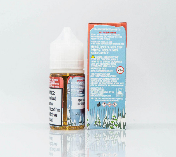 Жидкость Ice Monster Salt Strawmelon Apple 30ml 24mg на солевом никотине со вкусом клубники, арбуза и яблока с холодком Жидкость Ice Monster Salt Strawmelon Apple 30ml 24mg на солевом никотине со вкусом клубники, арбуза и яблока с холодком