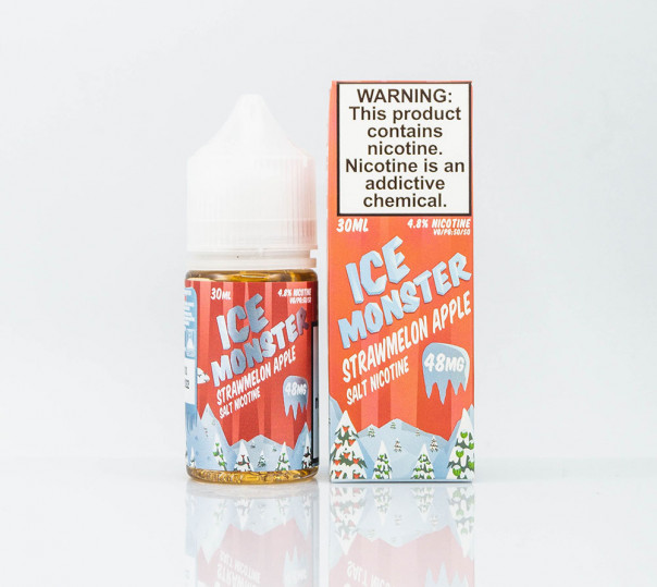 Рідина Ice Monster Salt Strawmelon Apple 30ml 48mg на сольовому нікотині зі смаком полуниці, кавуна і яблука з холодком