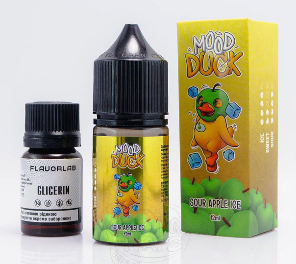 Рідина MoodDuck Salt Sour Apple Ice 30ml 50mg зі смаком кислого яблука з льодом (набір компонентів)