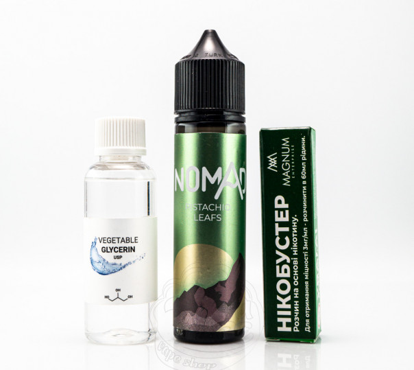 Жидкость Nomad Organic Pistachio Leafs 60ml 0mg со вкусом табака с фисташкой (набор компонентов)