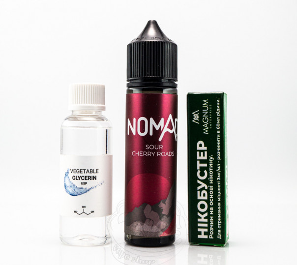 Жидкость Nomad Organic Sour Cherry Roads 60ml 0mg со вкусом вишни, малины и смородины (набор компонентов)