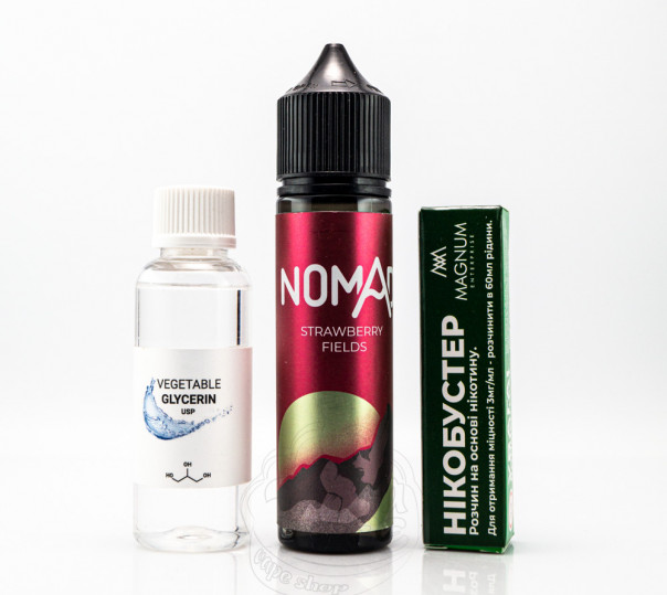 Жидкость Nomad Organic Strawberry Fields 60ml 0mg со вкусом клубники с холодком (набор компонентов)