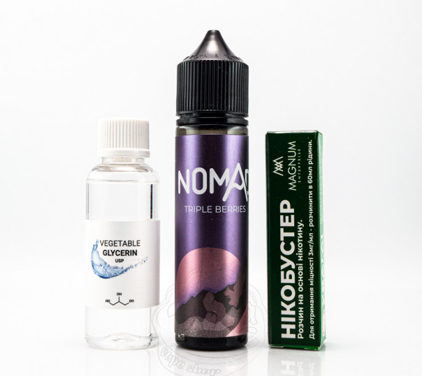 Жидкость Nomad Organic Tripple Berries 60ml 0mg со вкусом клубники, черники и крыжовника (набор компонентов)