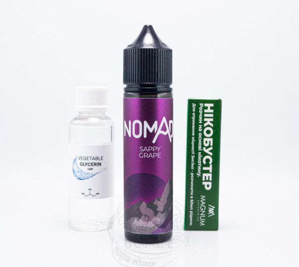 Рідина Nomad Organic Sappy Grape 60ml 3mg зі смаком винограду та смородини (набір компонентів)