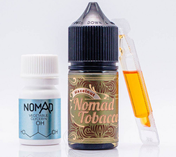 Рідина Nomad Tobacco Salt Hazelnut 30ml 0mg зі смаком тютюну з фундуком (набір компонентів)