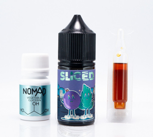 Рідина Sliced Salt Blackcurrant 30ml 0mg зі смаком чорної смородини та м'яти (набір компонентів)