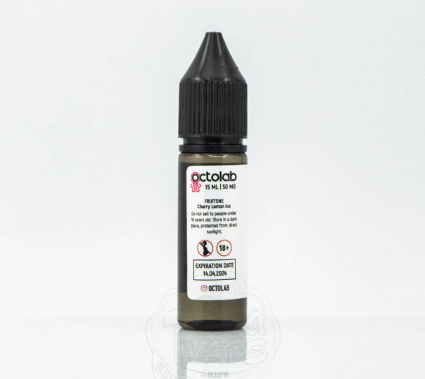 Жидкость Fruitone Salt Cherry Lemon Ice 15ml 50mg на солевом никотине со вкусом вишни и лимона с холодком Жидкость Fruitone Salt Cherry Lemon Ice 15ml 50mg на солевом никотине со вкусом вишни и лимона с холодком