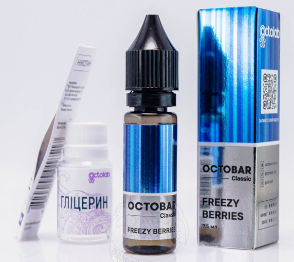 Рідина Octobar Classic Freezy Berries Salt 15ml 50mg зі смаком чорниці та ожини з льодом (набір компонентів)