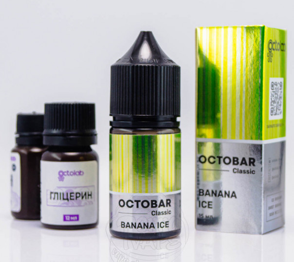 Жидкость Octobar Classic Banana Ice Salt 30ml 50mg со вкусом банана с холодком (набор компонентов)