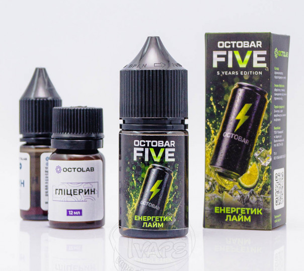 Рідина Octobar Five Salt Енергетик Лайм 30ml 50mg (набір компонентів)