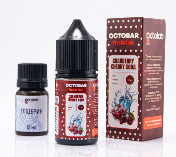 Жидкость Octobar Fresh&Sour Salt Cranberry Cherry Soda 30ml 50mg (набор компонентов)