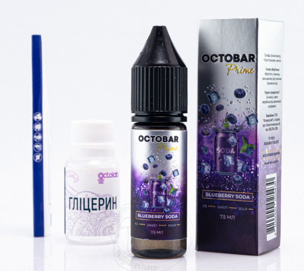 Рідина Octobar Prime Salt Blueberry Soda 15ml 50mg зі смаком чорничної содової (набір компонентів)