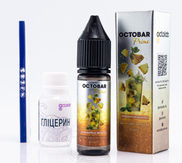 Рідина Octobar Prime Salt Pineapple Mojito 15ml 50mg зі смаком ананасового мохіто (набір компонентів)