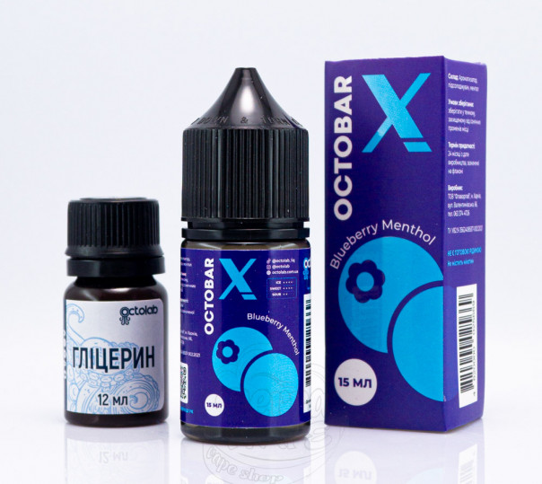 Рідина Octobar X Salt Blueberry Menthol 30ml 50mg зі смаком чорниці з ментолом (набір компонентів)