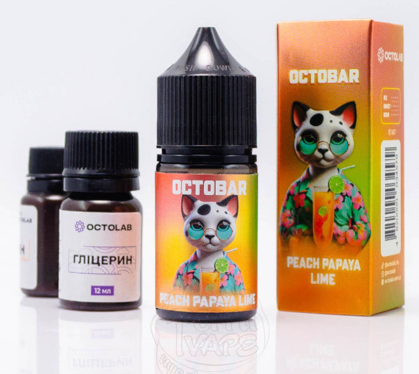 Рідина Octobar Salt Peach Papaya Lime 30ml 50mg зі смаком персику, папаї та лайму (набір компонентів)