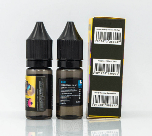 Набор для приготовления жидкости Octobar Salt Banana Ice 10ml 50mg на солевом никотине Набор для приготовления жидкости Octobar Salt Banana Ice 10ml 50mg на солевом никотине