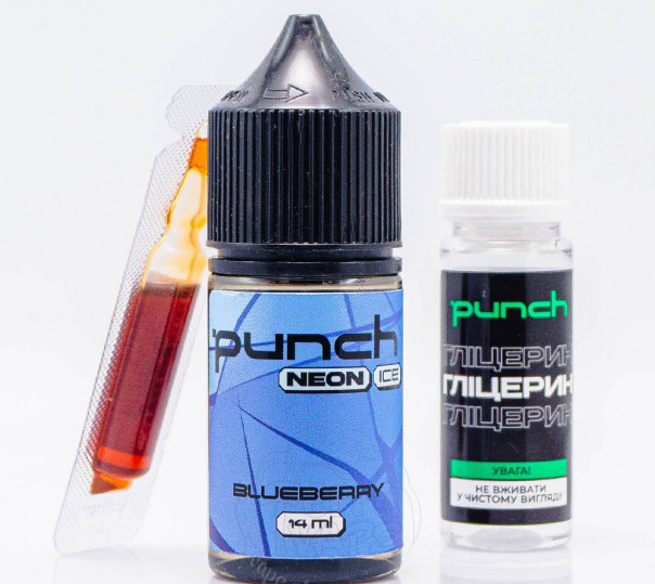 Рідина Punch Neon Ice Salt Blueberry 30ml 50mg зі смаком чорниці з льодом (набір компонентів)