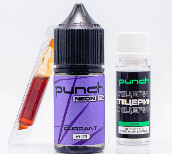 Рідина Punch Neon Ice Salt Currant 30ml 50mg зі смаком чорної смородини з льодом (набір компонентів)