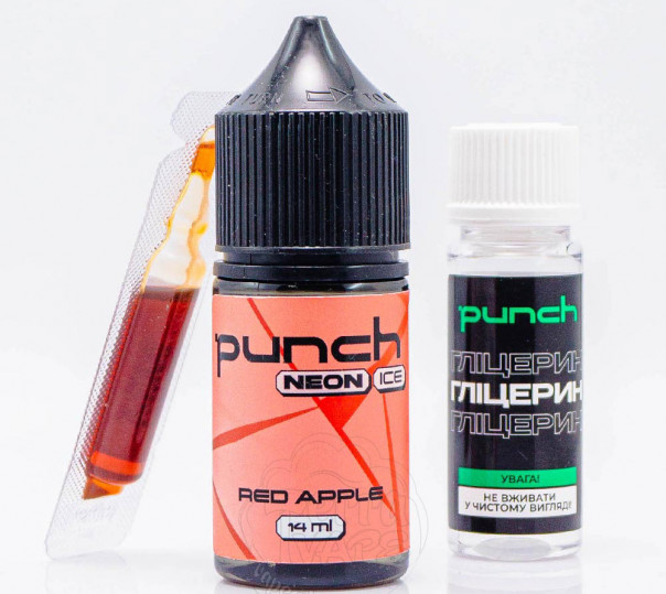 Рідина Punch Neon Ice Salt Red Apple 30ml 50mg зі смаком червоного яблука з льодом (набір компонентів)