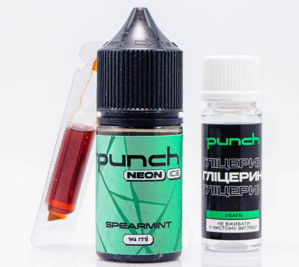 Рідина Punch Neon Ice Salt Spearmint 30ml 50mg зі смаком холодної м'яти (набір компонентів)