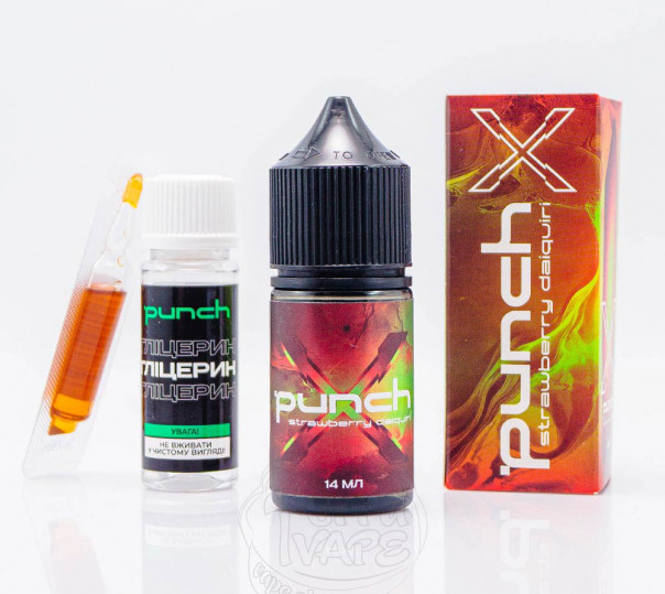 Рідина Punch X Cocktails Salt Strawberry Daiquiri 30ml 50mg зі смаком полуничного коктейлю Дайкірі (набір компонентів)