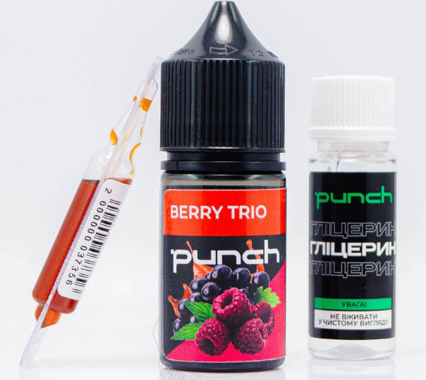 Рідина Punch Salt Berry Trio 30ml 50mg зі смаком кавуна, малини і смородини (набір компонентів)