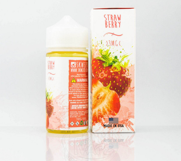 Рідина Skwezed Organic Strawberry 100ml 3mg на органічному нікотині зі смаком полуниці Рідина Skwezed Organic Strawberry 100ml 3mg на органічному нікотині зі смаком полуниці
