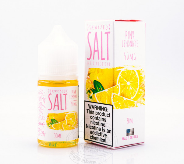Рідина Skwezed Salt Pink Lemonade 30ml 25mg на сольовому нікотині зі смаком рожевого лимонаду