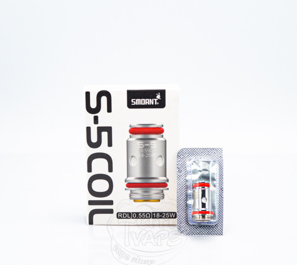 Испаритель Smoant S Series Coil S-5 RDL 0.55 Ом для многоразовой POD системы Charon Baby Plus, Santi, T50, Knight 40, Pasito Pro Pod Kit