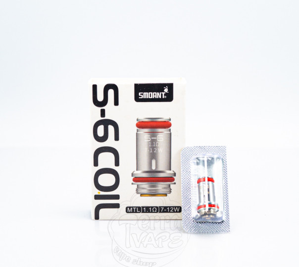 Випаровувач Smoant S Series Coil S-6 MTL 1.1 Ом для багаторазової системи Charon Baby Plus, Santi, T50, Knight 40, Pasito Pro Pod Kit