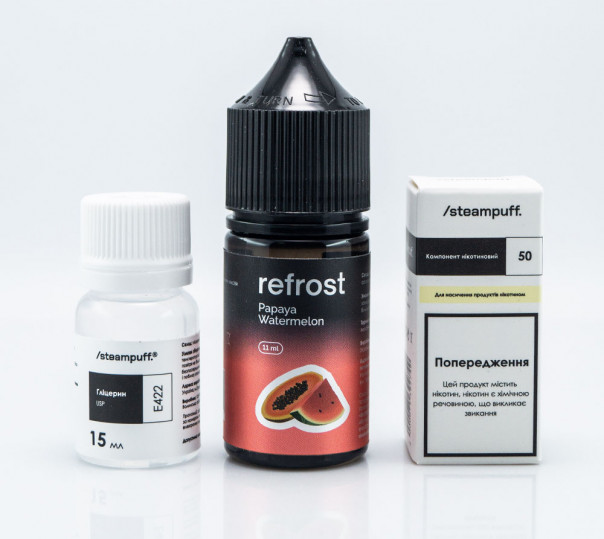Жидкость Refrost Salt Papaya Watermelon 30ml 50mg со вкусом арбуза и папайи (набор компонентов) Жидкость Refrost Salt Papaya Watermelon 30ml 50mg со вкусом арбуза и папайи (набор компонентов)