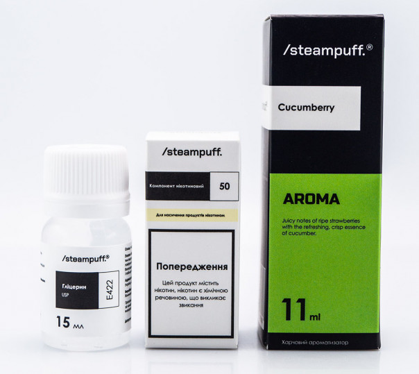 Рідина Steampuff Salt Cucumberry 30ml 50mg зі смаком полуниці та огірка (набір компонентів) Рідина Steampuff Salt Cucumberry 30ml 50mg зі смаком полуниці та огірка (набір компонентів)