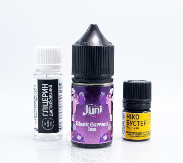 Рідина Juni Mix Salt Black Currant Ice 30ml 50mg зі смаком чорної смородини з холодком (набір компонентів)